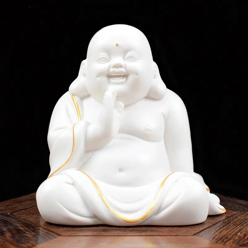 White porcelain big belly smile Maitreya Buddha home office decoration lovely character craft gift living room decoration