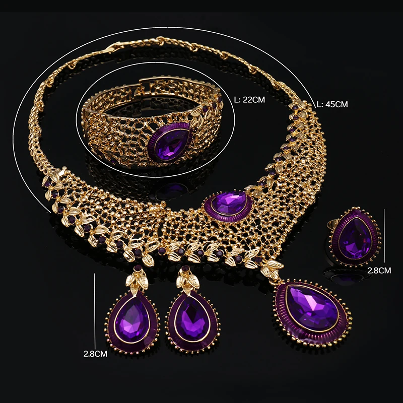 

Fani 2019 Nigerian Wedding woman accessories jewelry set Wholesale statement jewelry set Dubai Gold Colorful Jewelry Set Brand