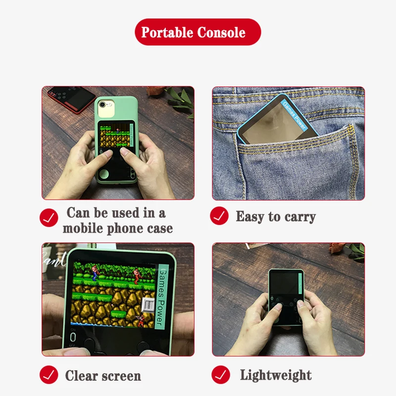 Новая портативная игровая консоль со встроенными 500 играми мини для карт