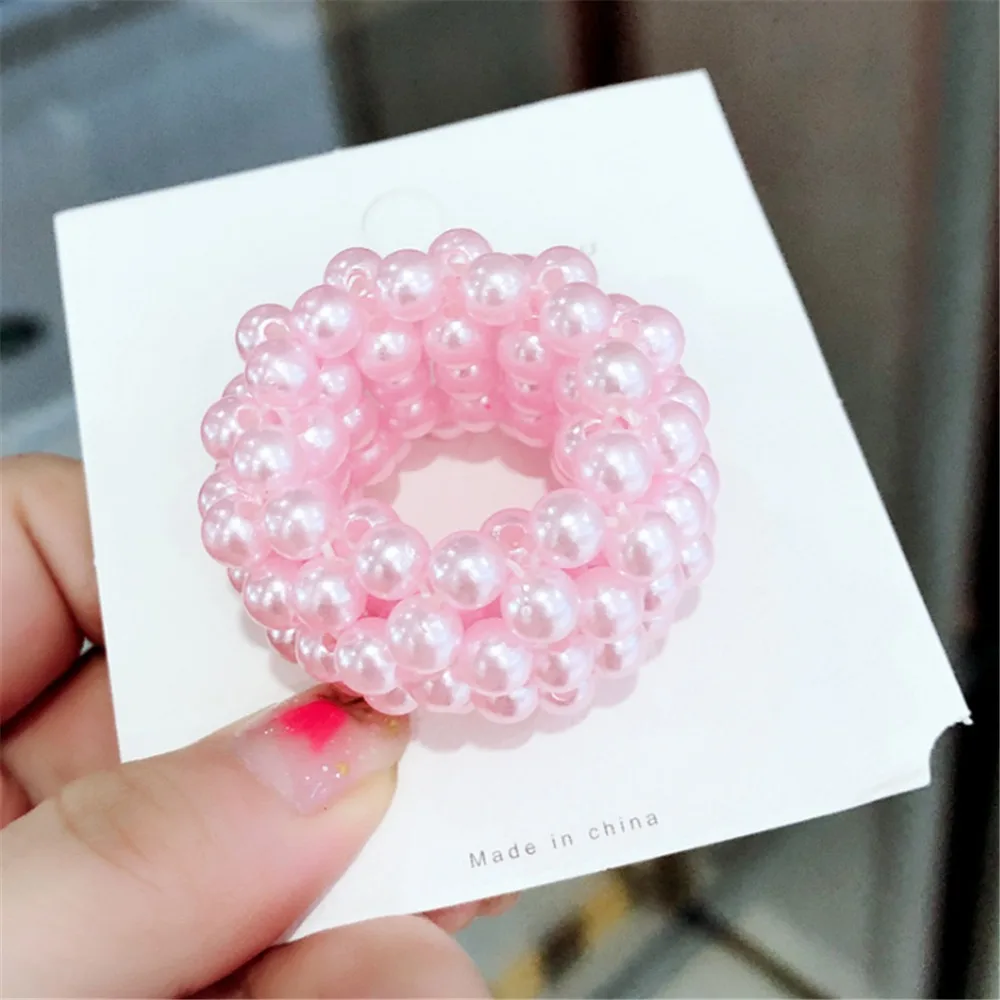 Жемчужные бусы Scrunchies модная эластичная, для волос веревки для женщин хвост держатели резины