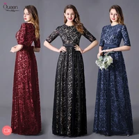 plus size lace evening dresses long queen abby a line scoop half sleeve sashes party elegant wedding guest gowns robe de soire