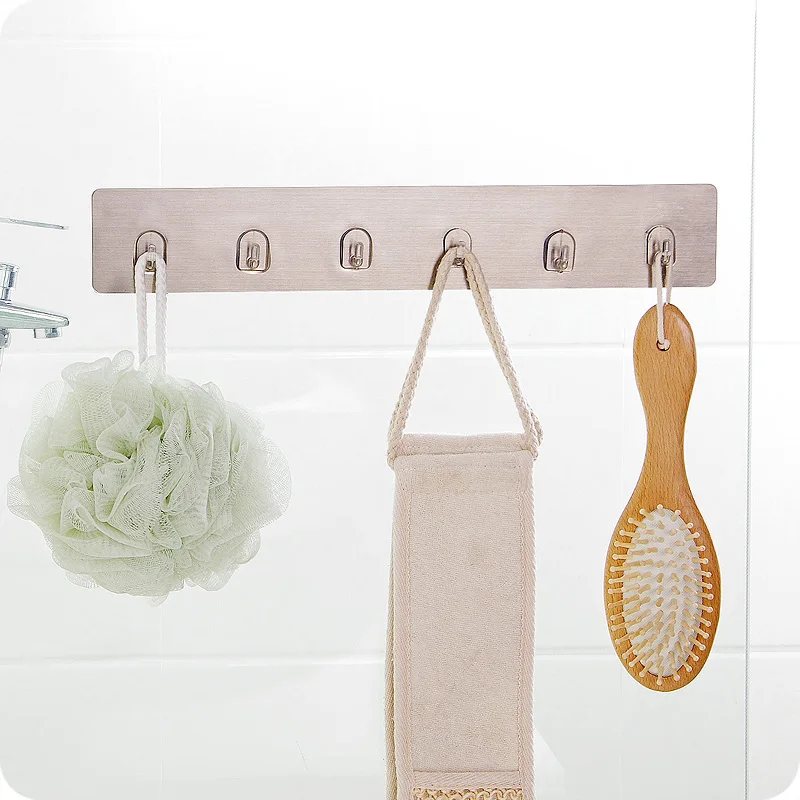 

Wall-Mounted Coat Rack, Adhesive Hooks,Wall Hooks Stainless Steel for Keys, Towel, Coat, Bags, Robe, Kitchen, Bathroom