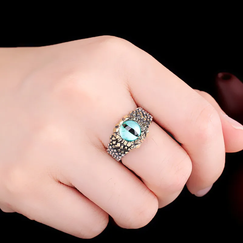 

Vintage Unisex Blue Yellow Crystal Ring Unique 925 Sterling Silver Adjustable Ring Fashion Engagement Wedding Rings For Women