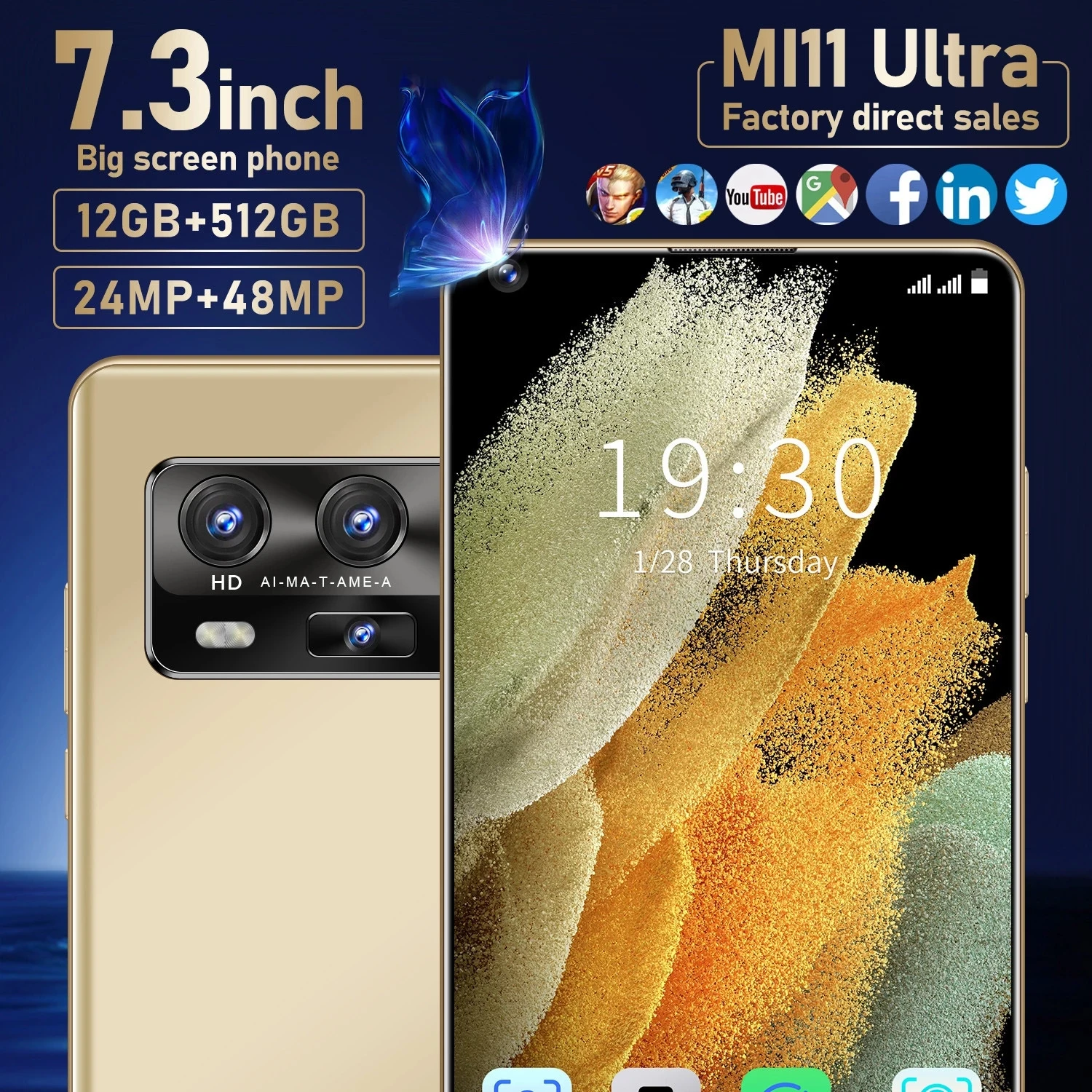 

Smartphone MI11 Ultra Android11 5G Snapdragon888 12G 512G 6.8 Inch 48MP Deca Core 4G LTE Global Version Undefined Mobile Phone
