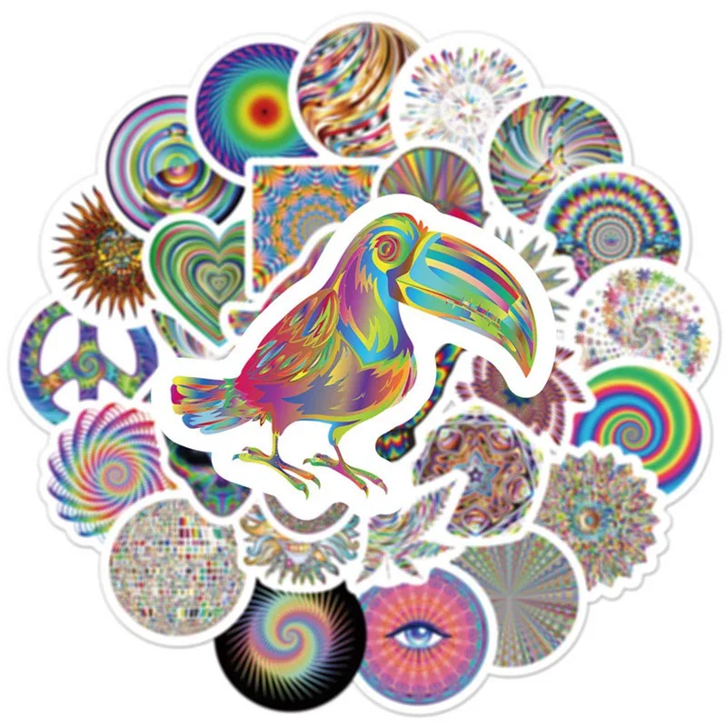 

50 Personalized Colorful Psychedelic Decompression Graffiti Stickers Skateboard Luggage Laptop Guitar Car Waterproof Stickers