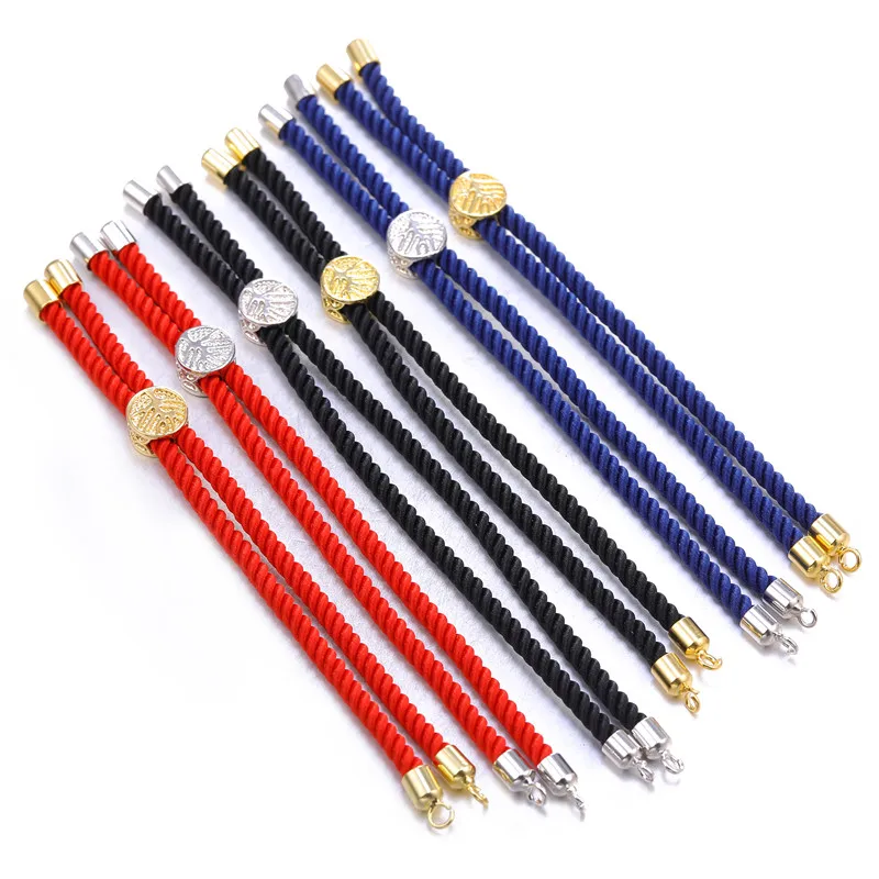 

JUYA Pull Up Adjust String Woven Rope Bracelet Chains Connectors DIY Handmade Jewelry Findings Accessories For Jewelry Making