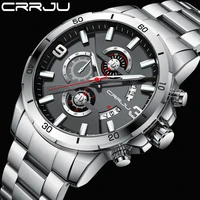 crrju watches for men watch luxury sports chronograph quartz wristwatch stainless steel waterproof watch men relogio masculino