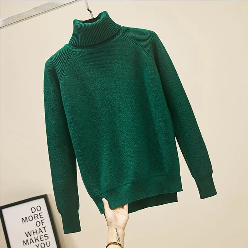 Женский свитер GIGOGOU мягкий Трикотажный Свитер оверсайз с высоким воротом на