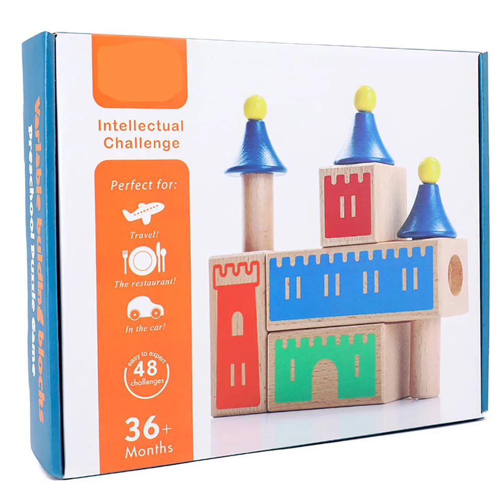 

Montessori Changing Dream Castle Building Blocks Toy Child Wooden 3D Assemble Construct Block Set Toys Kids Early Education Game