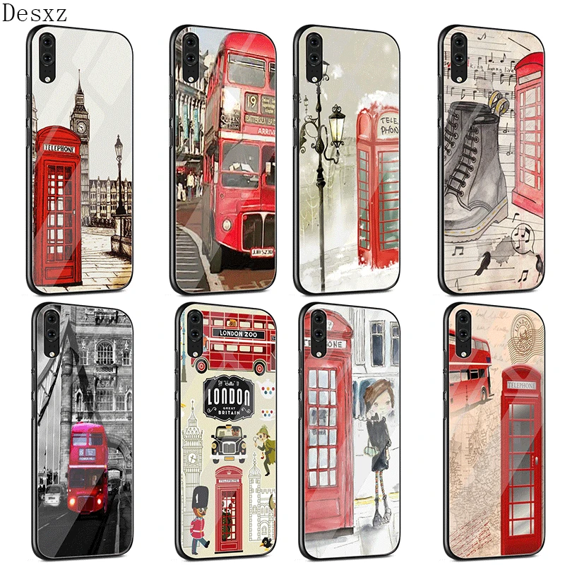 Стеклянный Чехол для мобильного телефона Лондонский автобус английский телефон