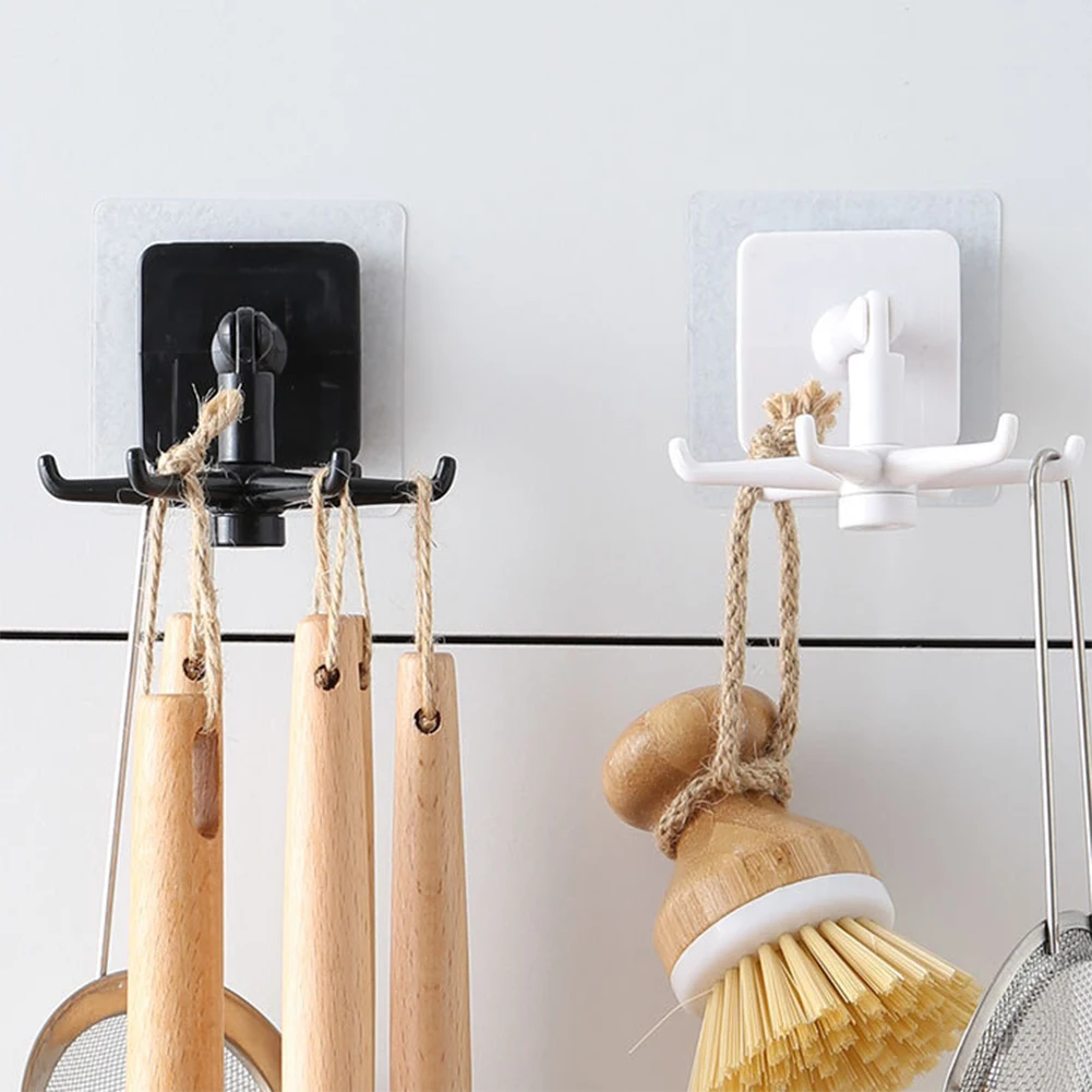 

360 Degrees Rotating Hook Holder Bathroom Organizar Storage Rack Household Punch Free Traceless Wall Mounted HANGing HANGer