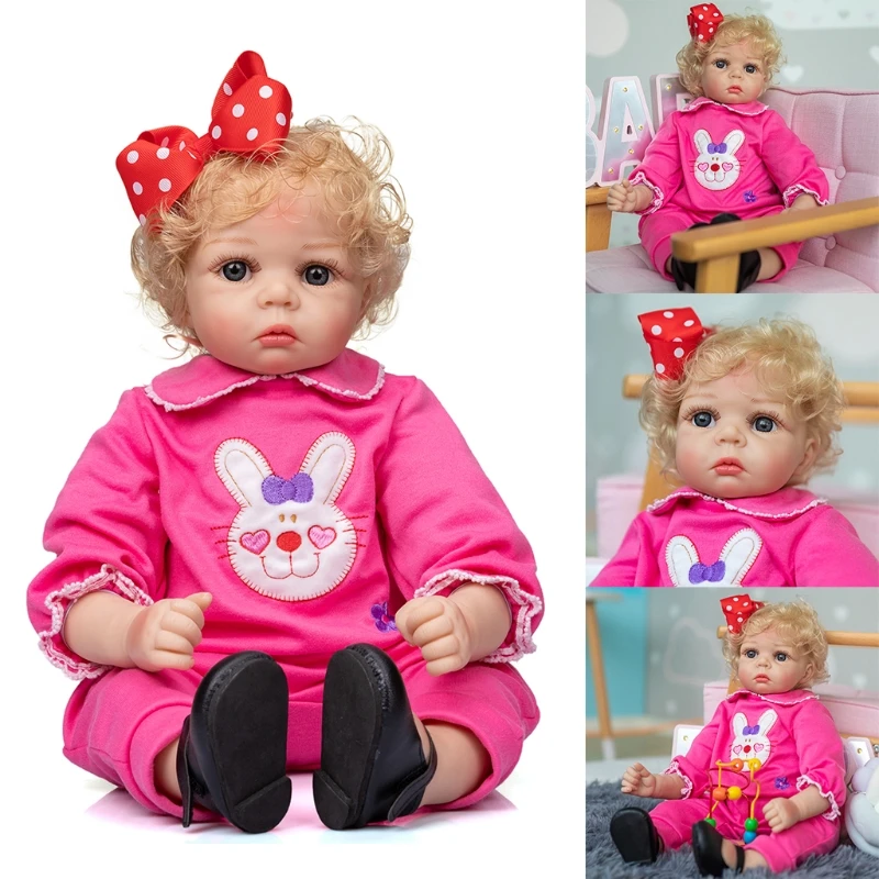

55cm/21in Reborns Doll Baby Girl Doll Nurturing Doll Realistic Handmade Soft Vinyl Body with Opened Eyes Girl Boy Gift