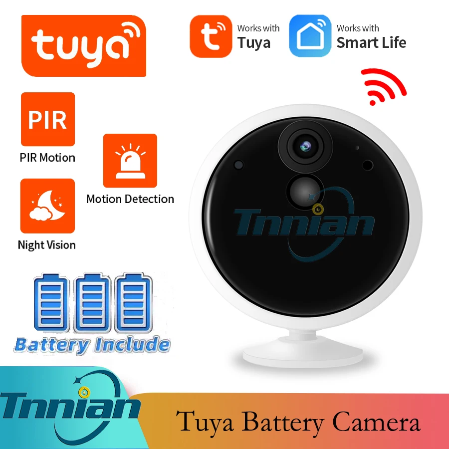 

Приложение Tuya 1080P HD Батарея Камера IP Камера 4800 мА/ч, Перезаряжаемые 2 аудиоданных на открытом воздухе Камера домашней безопасности Wi-Fi Камера...