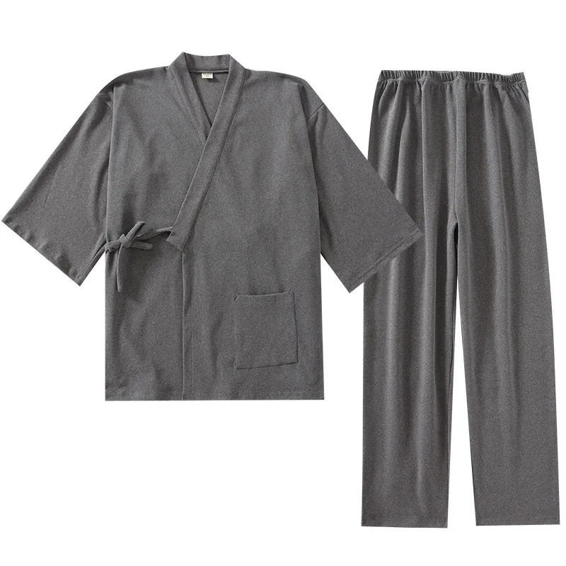 

Robe Sets Pure Color Kimono Pajamas Suit Men's Autumn Winter Thick Warmth Japanese Cardigan Lace Home Clothes Mens Pajamas