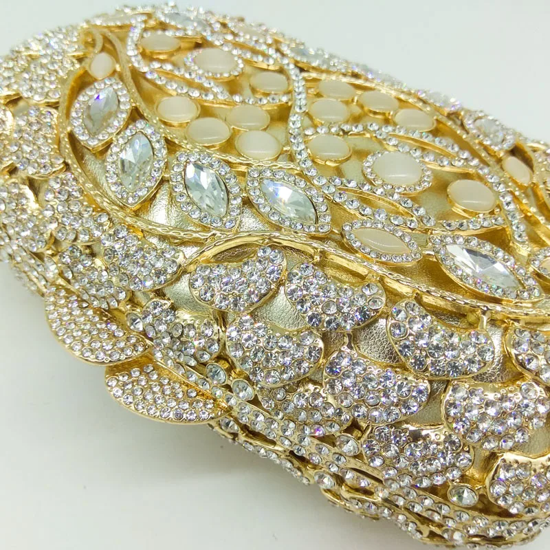 Женский Блестящий клатч Boutique De FGG с золотыми опаловыми камнями|evening clutch bags|bridal