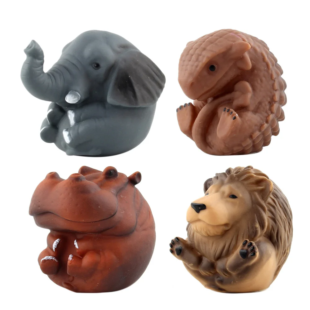 4 шт. мягкая пластиковая игрушка Зверюшка для детей|Юный биолог| |