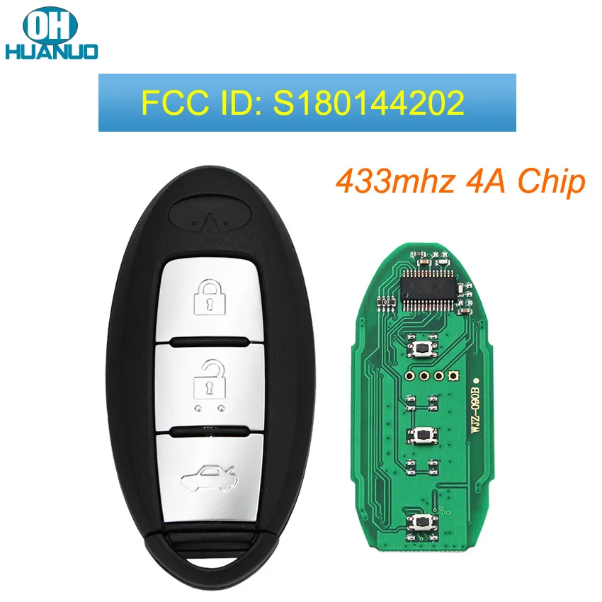 Новый дистанционный смарт ключ-брелок 433 МГц с чипом 4A 3 кнопки для Infiniti Q50 Q50L Q50S FCC