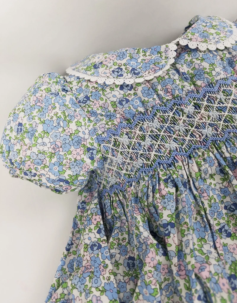 3 4 5 6 7 Years Girls Princess Smocked Dresses Summer Kids Floral Smocking Wedding Birthday Party | Детская одежда и обувь