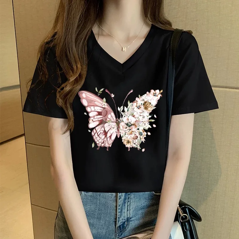 

Women Cotton multi Fashion Cotton Ladies Tee Shirt Short Sleeve Tops Tee Shirt
