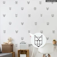 nordic style bear fox wall stickers geometirc aniamls mural wallpaper baby boy bedroom living room home decoration