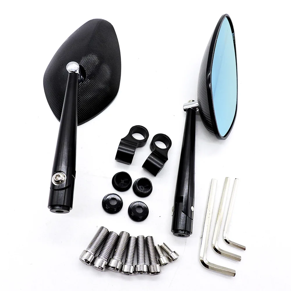 Motorcycle rear-view mirror CNC retrofit reversing auxiliary universal convex blue reflector | Автомобили и мотоциклы