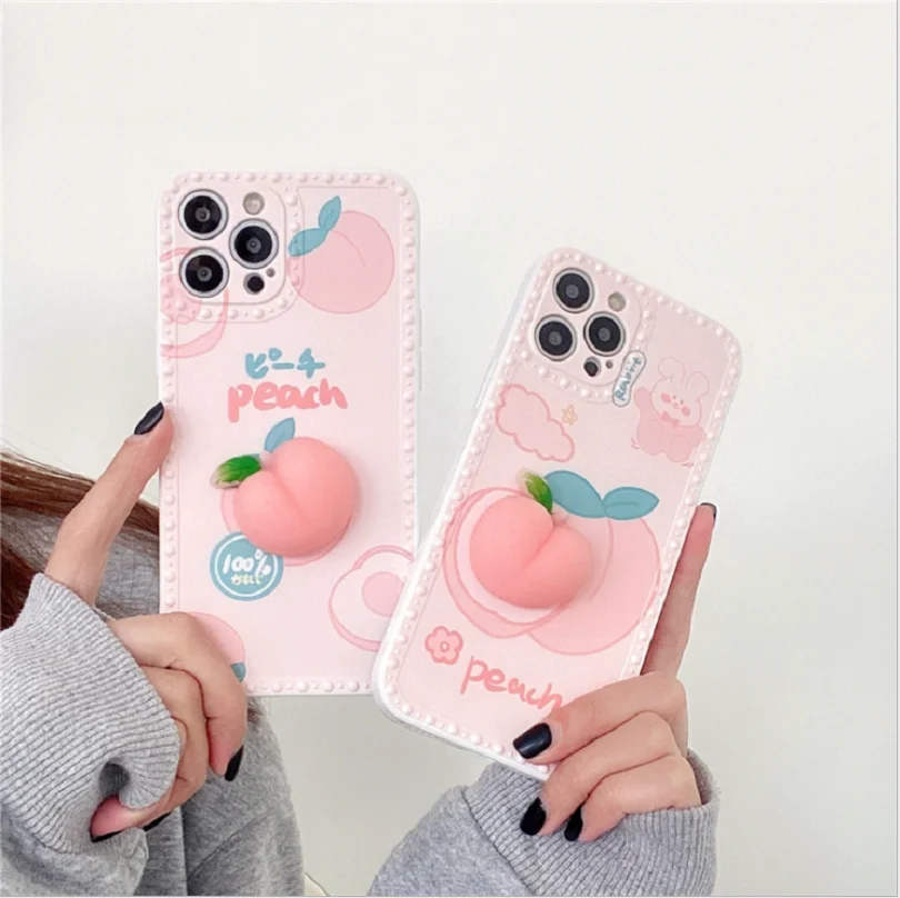 Новый розовый милый мягкий персиковый чехол с фруктами для iPhone 11 12 Pro Max X XS XR Iphone 7 8