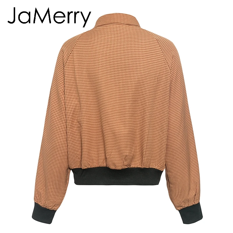 JaMerry винтажный галстук бабочка в клетку Женская куртка пальто с длинным рукавом