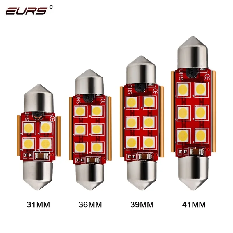 EURS 2 шт. гирлянда 31 мм 36 39 41 светодиодный супер яркий 3030 SMD Canbus без ошибок авто