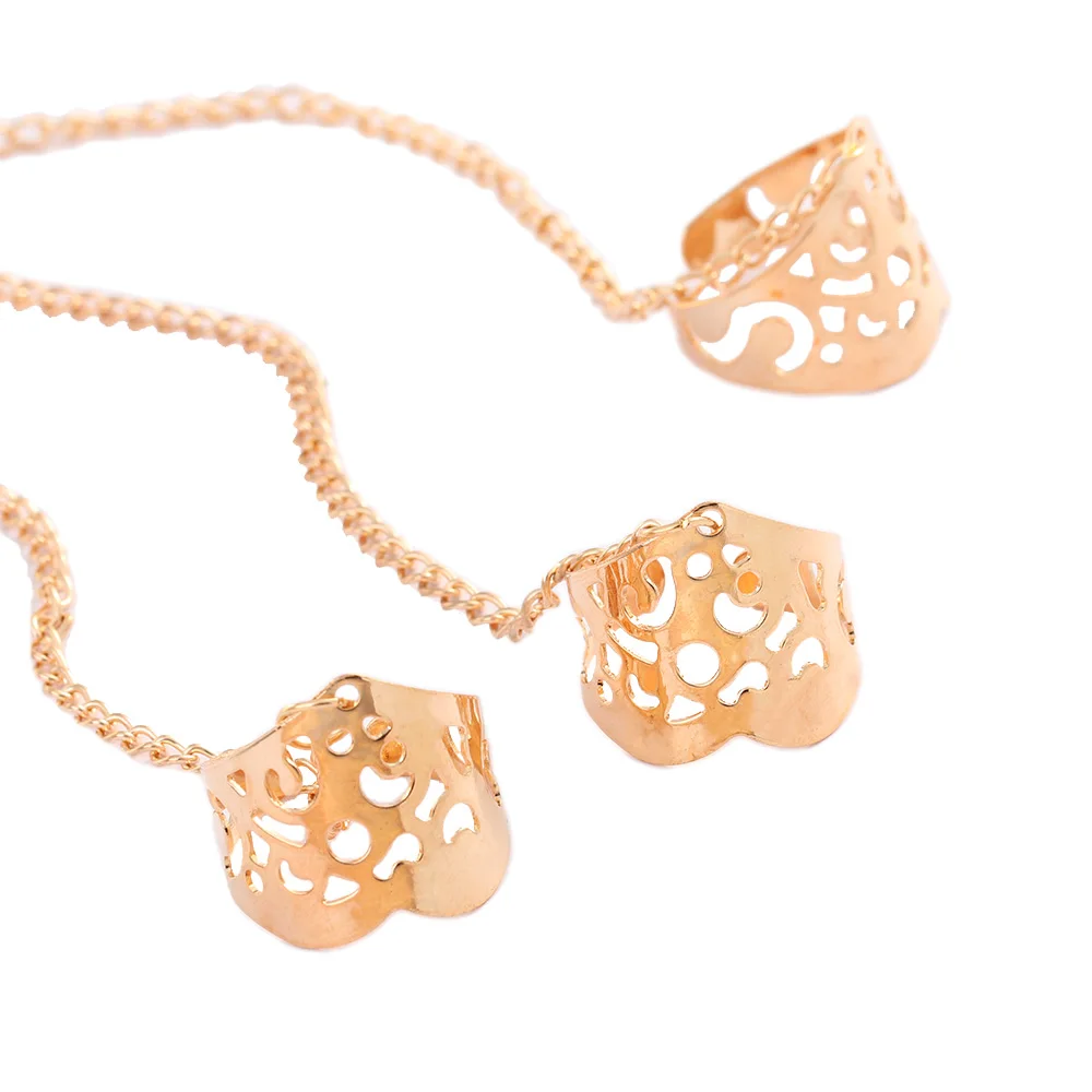 Модный панк золотой полый браслет с цепочкой на руку ювелирное изделие запястье