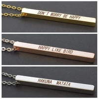 letters necklace quotes hakuna matata happy like bird dont worry be happy square vertical bar pendant necklace for friends gift