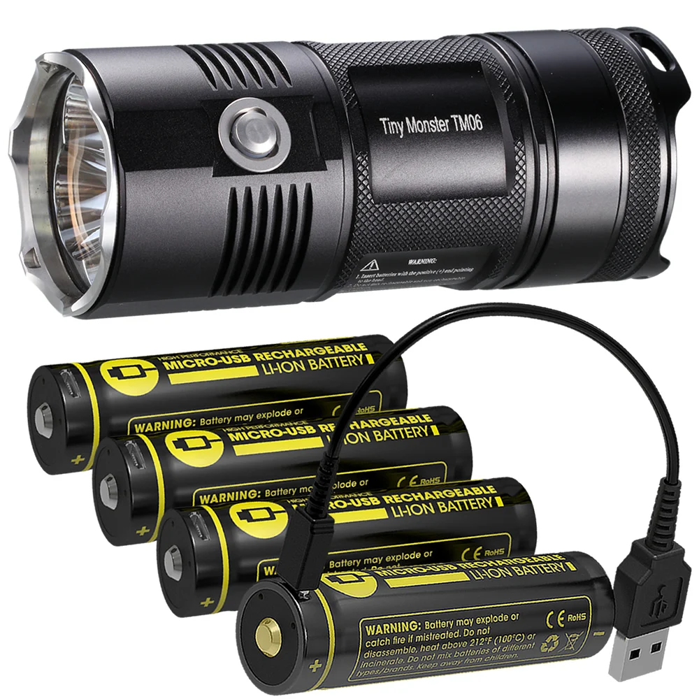 NITECORE светодиодный фонарик TM06 4000лм прожектор с 4x18650 USB портом перезаряжаемый