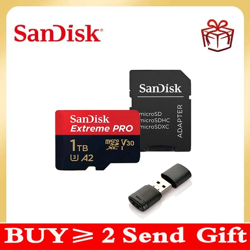 

Карта памяти SanDisk Extreme Pro Micro SD, оригинальная, до 170, 128 ГБ, 64 ГБ, A2, V30, U3, TF-карта 32 Гб, A1 карта памяти с SD-адаптером