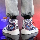 Кроссовки женские с граффити, Вулканизированная подошва, обувь для влюбленных, белые, весна-осень 2021