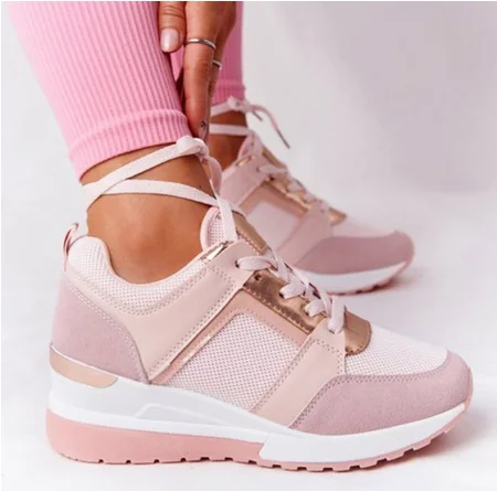 

Women Sneakers 2021 Leopard Print Lace-Up Women's Vulcanize Shoes Platform Sports Ladies Sneakers Breathable Plus Women Shoes