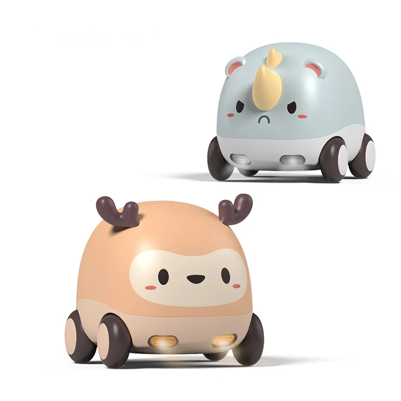 

Friction Powered Cars Baby Toy Car with Lights and Music One Click Switch Music Cartoon Animal Push and Go Car Toy Set