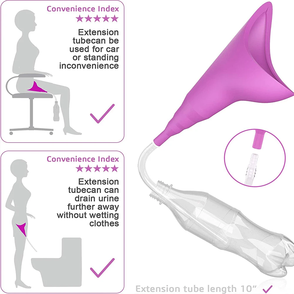 Portable Reusable Urinal Funnel with Extension Tube Standing Up to Pee For Camping Hiking Female Urination Device | Красота и