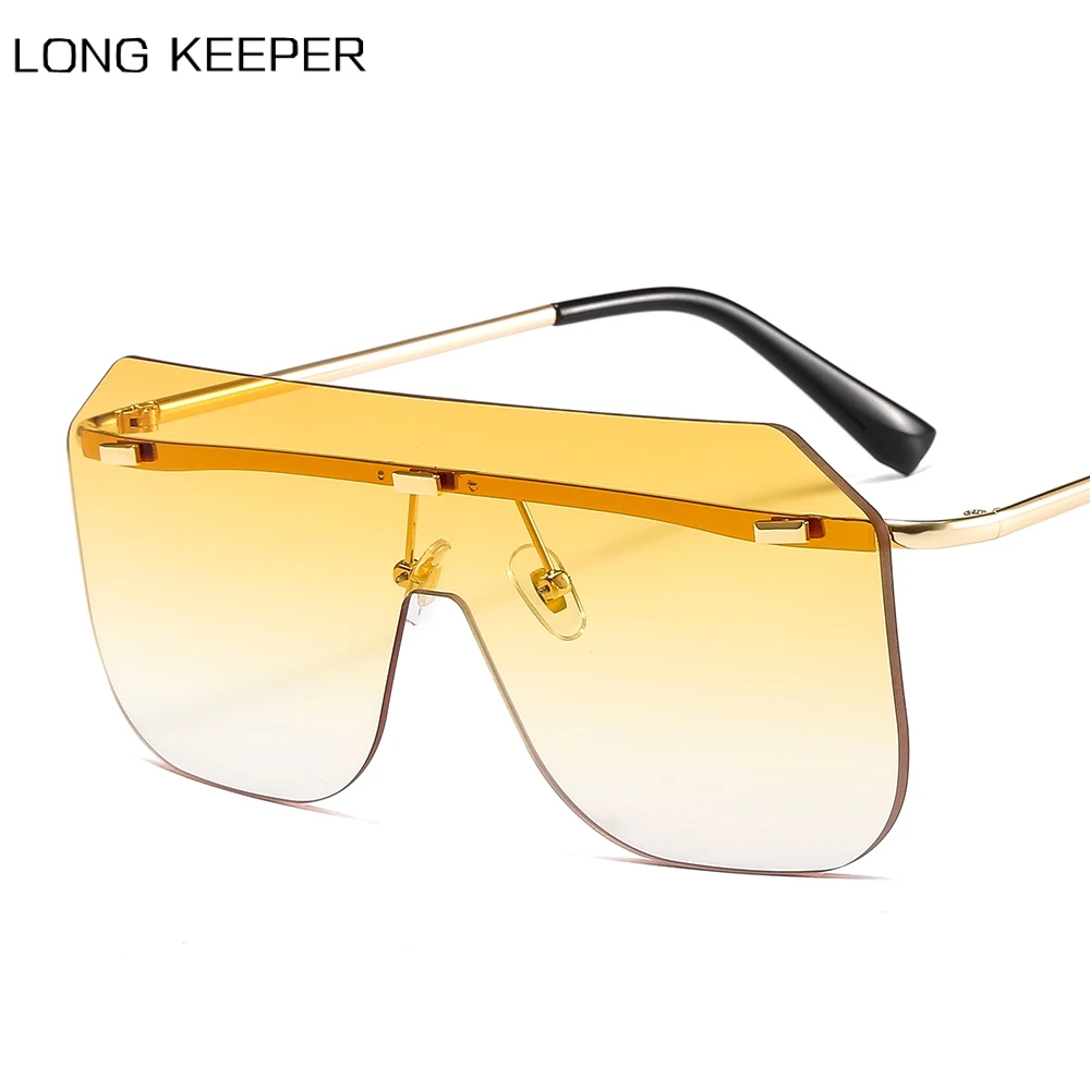 

Unisex Fashion 2020 Oversized Square Rimless Sunglasses Women Retro Vintage Metal Sun Glasses Luxury Brand One Piece Goggle