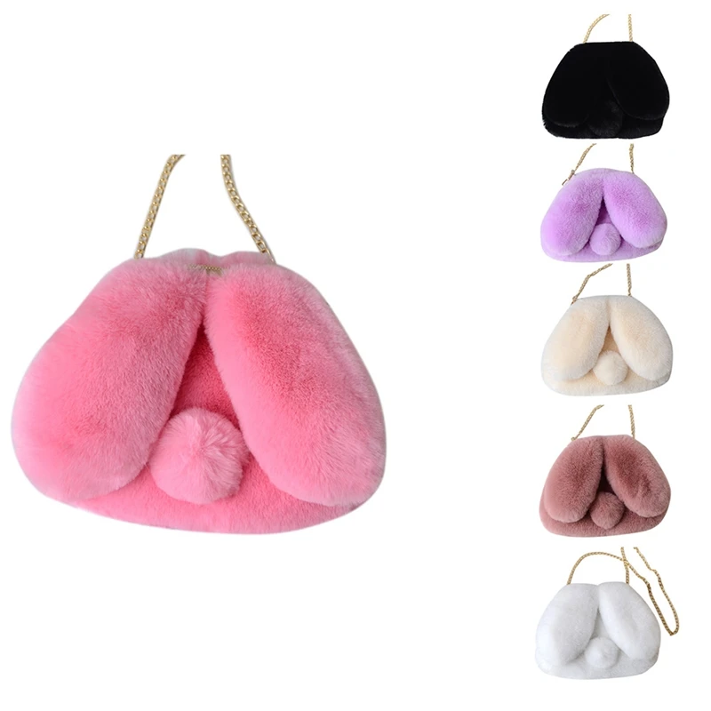 

Модные, Симпатичные с рисунками кроликов, Диагональная Сумка женские сумки через плечо цепь плюшевый кролик с ушами сумка