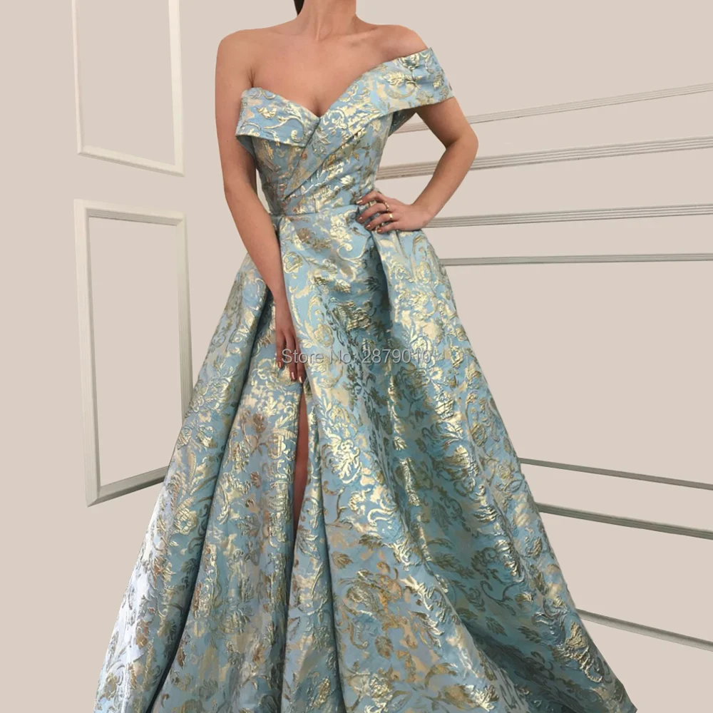 

New Arrival Sweetheart A-Line Long Evening Dress One-Shoulder Satin Jacquard The Skirt Split Floor-Length Formal Dress Zipper