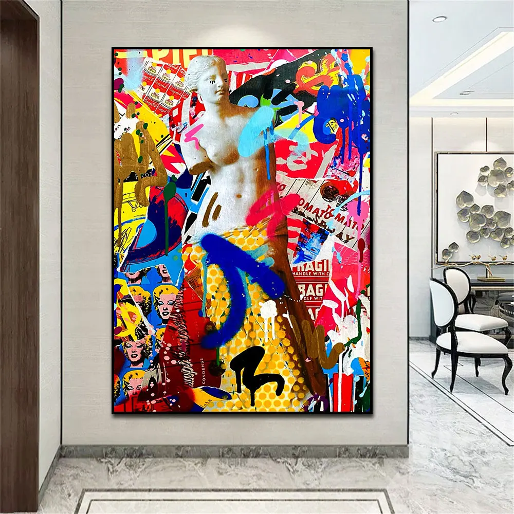 

Abstract Graffiti Status Portrait Pop Art Poster Canvas Painting Print Wall Picture Poster For Living Room Home Decoration