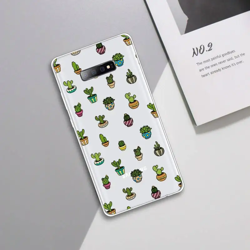 

cactus Lovely kawaii Cartoon cute Phone Case Transparent For Samsung Galaxy S A 5 7 8 9 2015 20 edge plus 10 e lite 2019