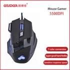 Геймерская мышь GUDGA, 5500DPI, 7 кнопок, регулируемая светодиодная подсветка, оптическая USB геймерская компьютерная черная игровая мышь для компьютера, ноутбука