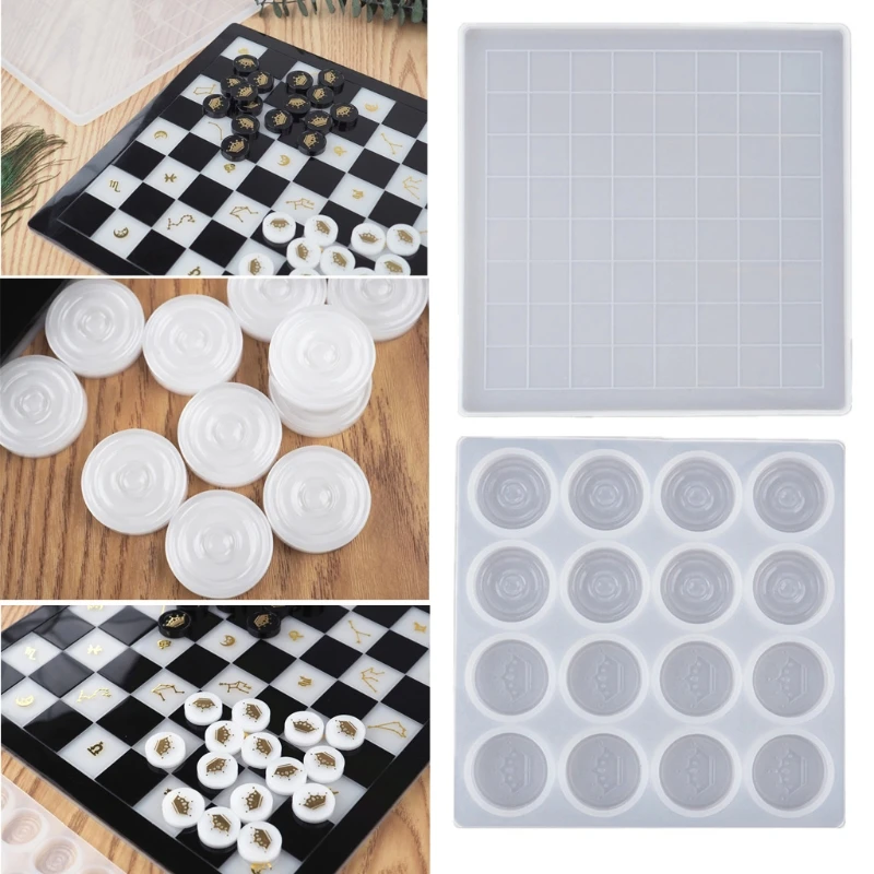 

Handmade Chess Set and Checker Game Board Resin Casting Mold International Checkers Toy Silicone Mould Epoxy Resin Craft