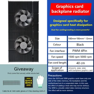 aluminum gpu backplane radiator graphics card backplane memory vram radiator fan pwm suitable for rtx 3090 3080 3070 series free global shipping