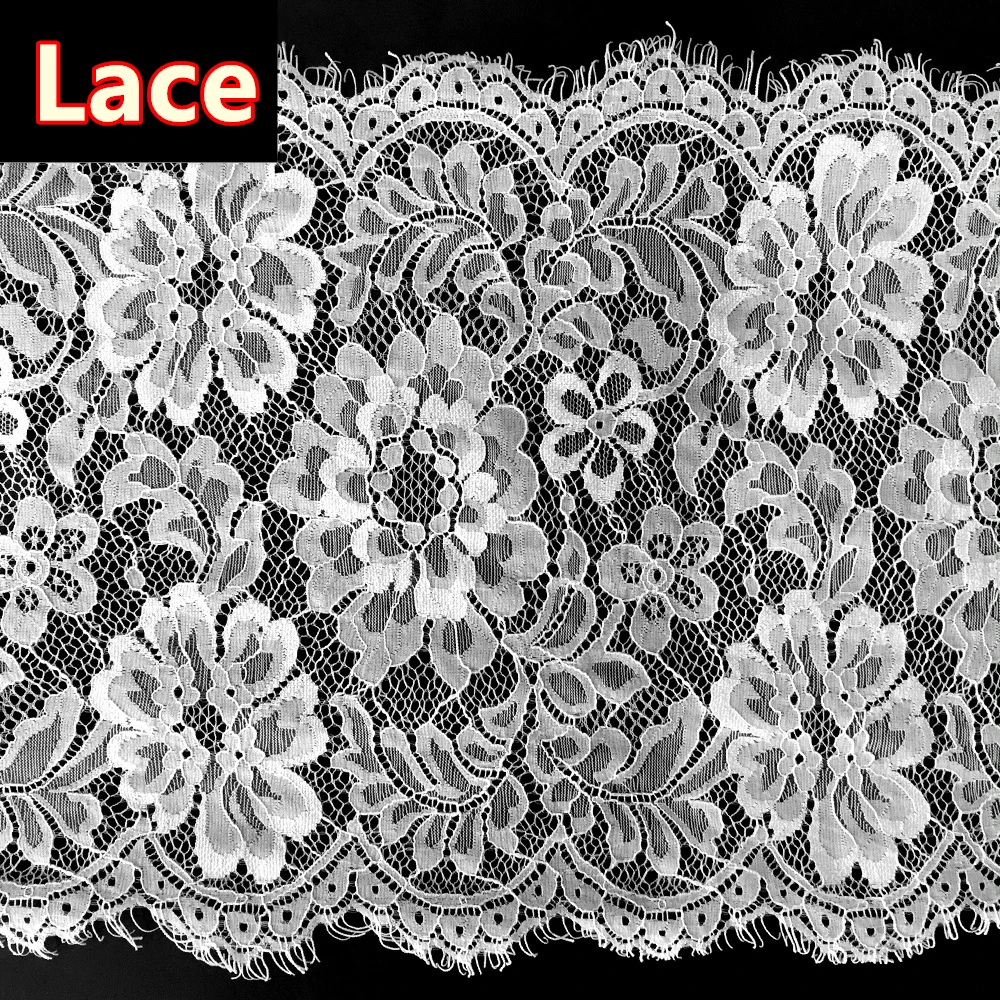 3 Meter/Lot White Eyelashes Lace Trimmings Fabric Flower 28cm/wide African Wedding Dress Clothing Handmade Trim | Дом и сад