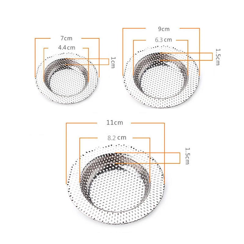 

7cm/9cm/11cm Kitchen Sink Strainer Drain Hole Filter Trap Sink Strainer Stainless Steel Bath Sink Drain Waste Screen Dropship