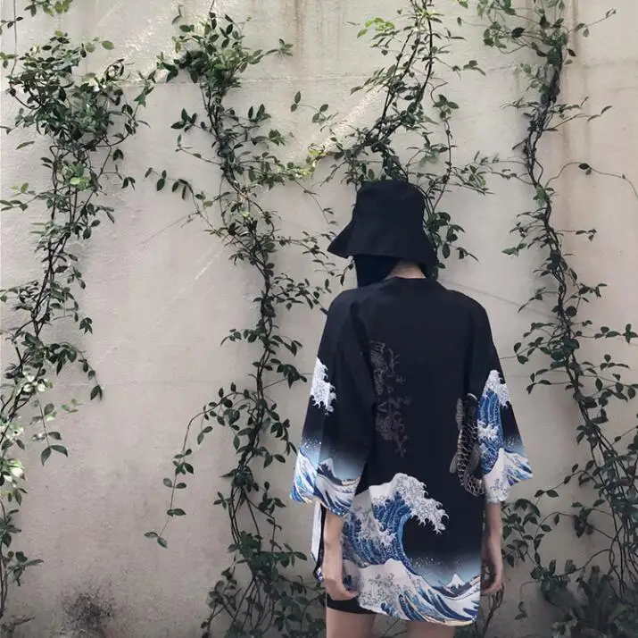 Весна Осень кимоно кардиган юката женщина мужчина Свободный Тонкий Студенческая