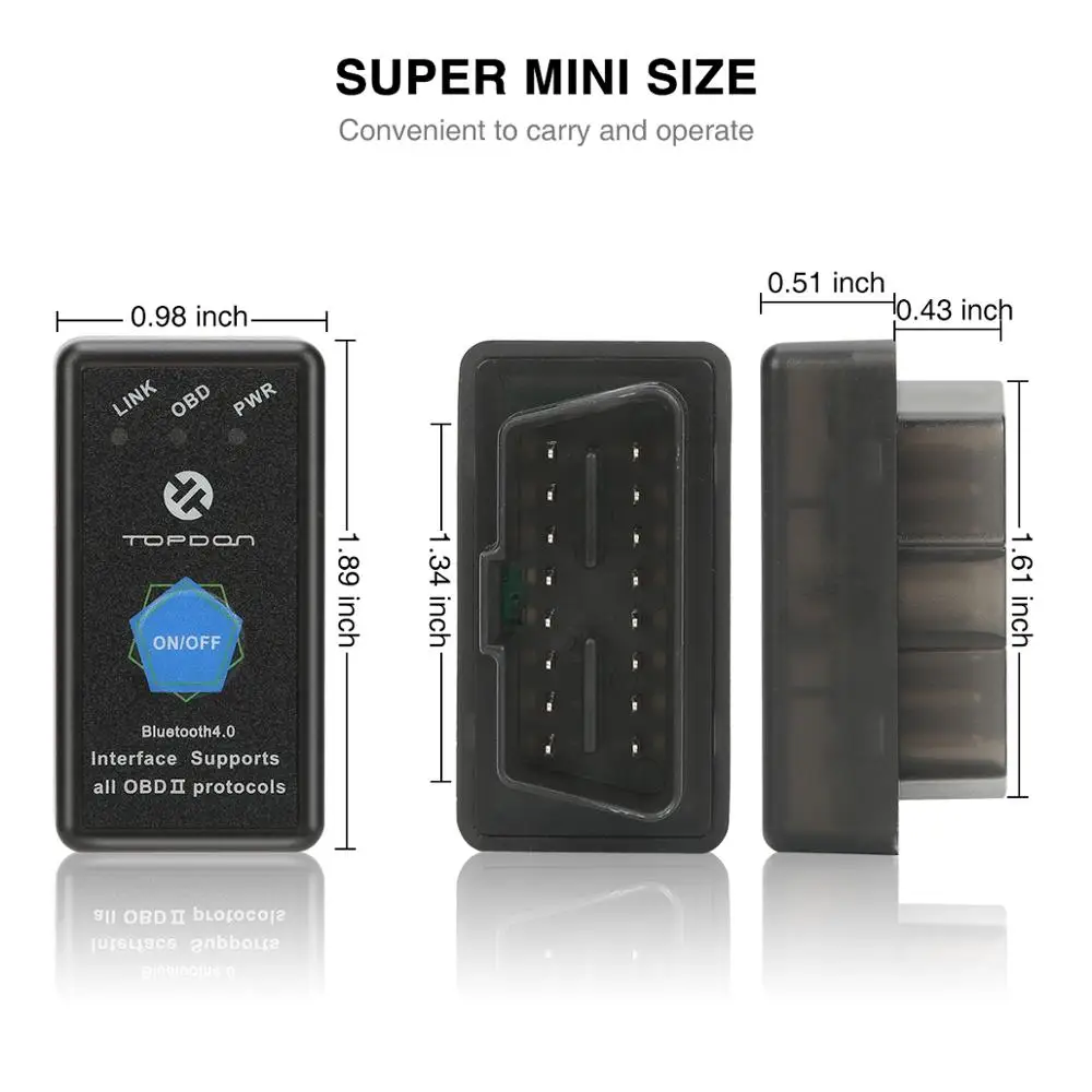 TOPDON V1.5 ELM327 Bluetooth OBD2 сканер автомобильный OBD диагностический инструмент Автомобильный Автоматический ELM327 считыватель кодов сканирующий инструмент для iPhone