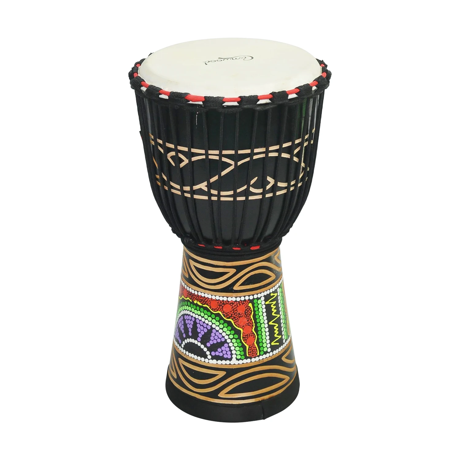 

Camwood Wooden African Drum Djembe Bongo Congo Hand Drum Percussion Musical Instrument Mahogany 10 Inch Black
