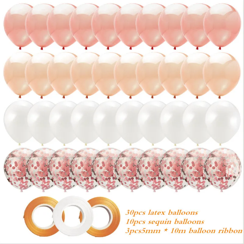 40 шт. латексный разноцветный воздушный шар с пайетками розового золота детский